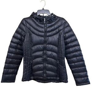 Andrew Marc Packable Lightweight Premium Down Jacket Womens Medium Black Hooded